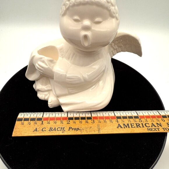 Vtg Fitz & Floyd Ceramic Singing Angel Figurine Taper Candle Holder Japan White - Picture 10 of 11